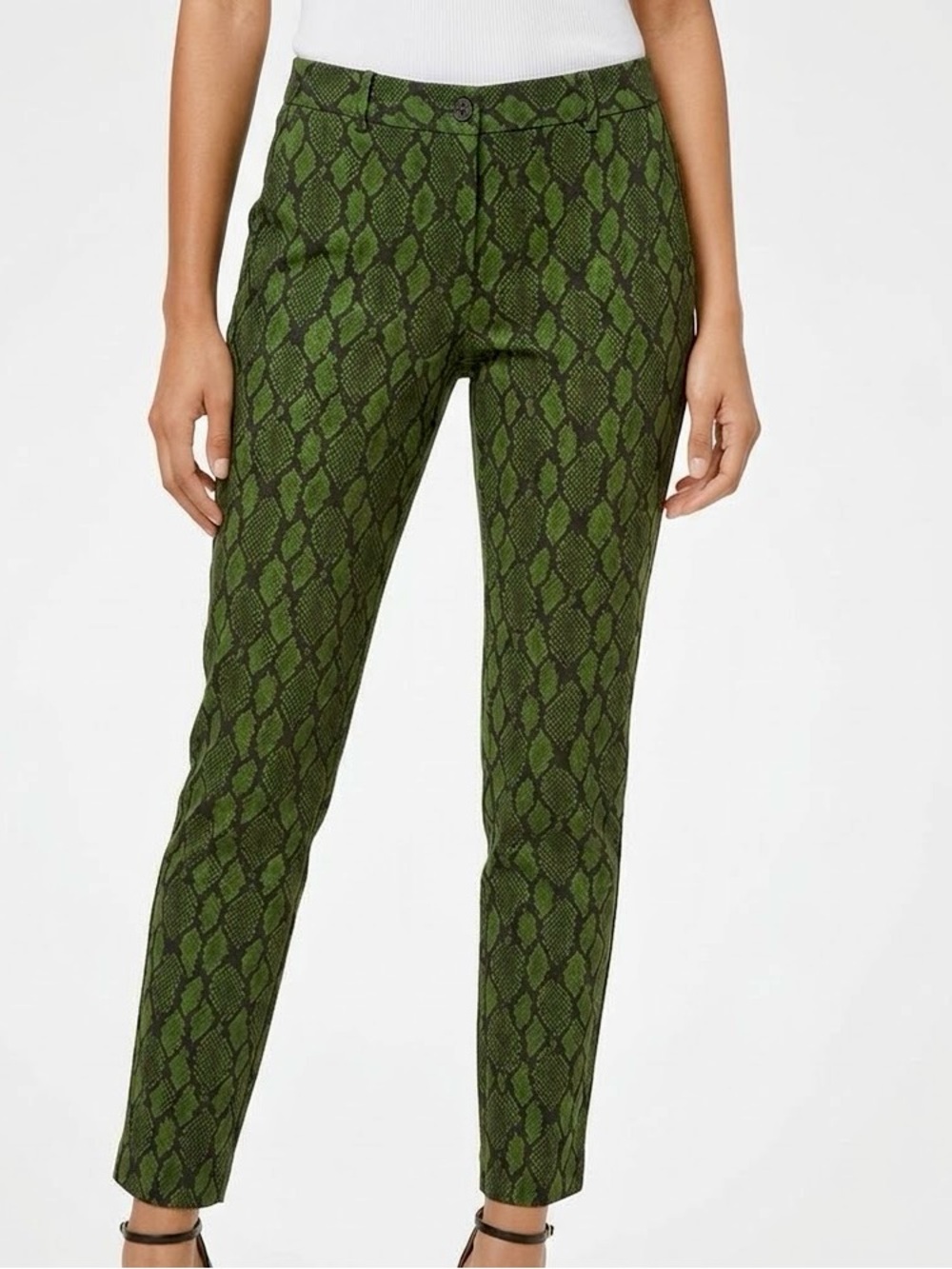 MICHAEL Michael Kors Green Snake-Print Straight Leg Ankle Pants โ #LHP